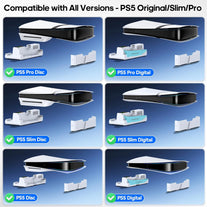 Ps5/Slim/Pro Horizontal Stand and Cooling Station with Controller Charging Station for Playstation 5 Console, Scalable PS5 Stand with 3-Level Cooling Fan, PS5 & Edge Controller Charger Accessories Kit