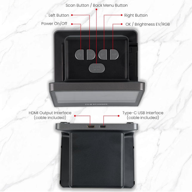 22MP Film and Slide Scanner with 5” LCD Screen, Convert Negatives & Slides 35Mm, 126, 110 Film to High Resolution JPEG Digital Photos (Large)