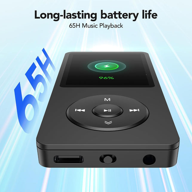 AGPTEK A02PL 64GB MP3 Player, 70 Hours Playback Lossless Sound Music Player, Supports up to 128GB, Black