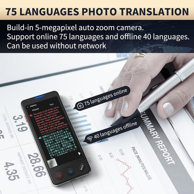 AI Language Translator Device, 2026 Upgraded Translator No Wifi Needed, Support Chatgpt, Voice Instant Two-Way 150 Language Translator, Offline/Recording/Photo Translation for Business Travel