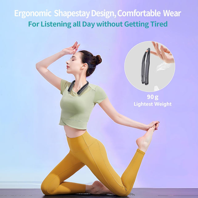 Gardway Neckband Bluetooth Speaker, Wireless Wearable Speaker W/Lightest 78G Weight, High Fidelity 3D Stereo Sound, 12 Hrs Playtime, Portable Speakers W/Built-In Mic for Home, Office and Outdoors