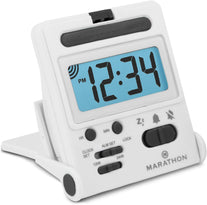 Marathon CL030010TI Simple Travel Alarm Clock, Easy to use, Easy to Set - Battery Included - Color - Titanium