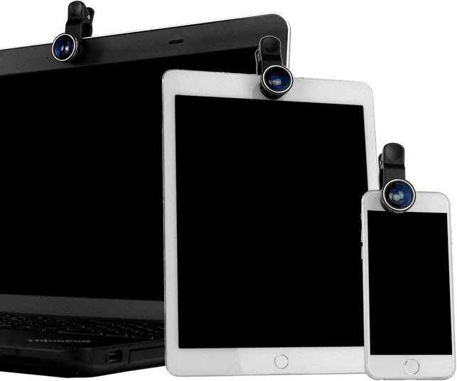 CamKix Deluxe Universal 5in1 Camera Lens Kit for Smartphone, Tablet and Laptop - Fish Eye, 2in1 Macro and Wide Angle, CPL and 2X Tele Lens, Universal