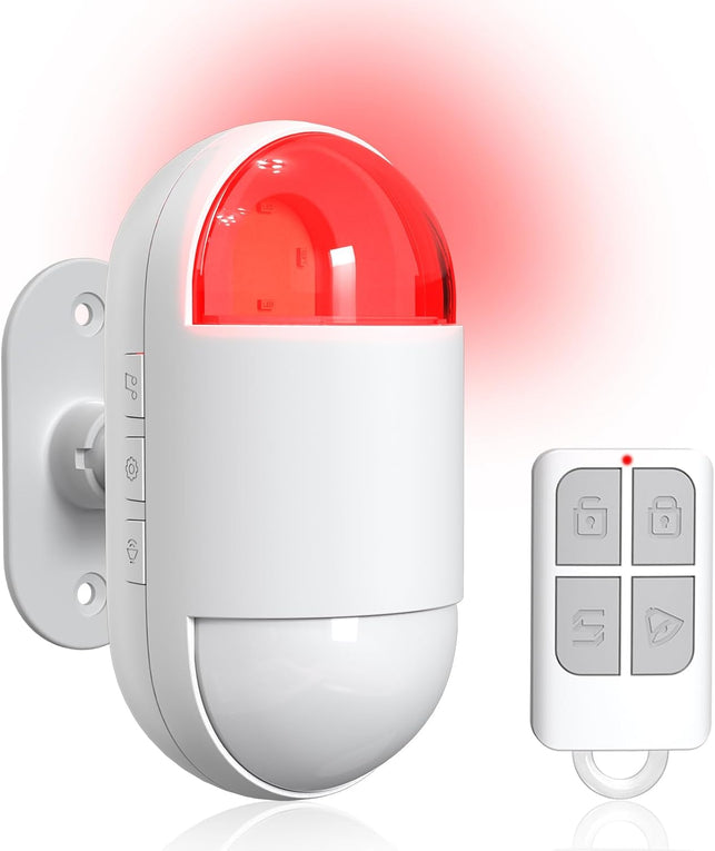 Motion Sensor Alarm Indoor: Wireless Motion Detector Alarm with Siren & Strobe (125Db, 328Ft Remote Control, Battery Operated), Portable Door Chime Bell Alert Burglar for Shop Home Garage Shed Car