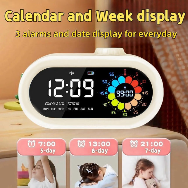 Digital Clock Battery Operated: Cordless 2000Mah Battery Charging for Travel Classroom (White)