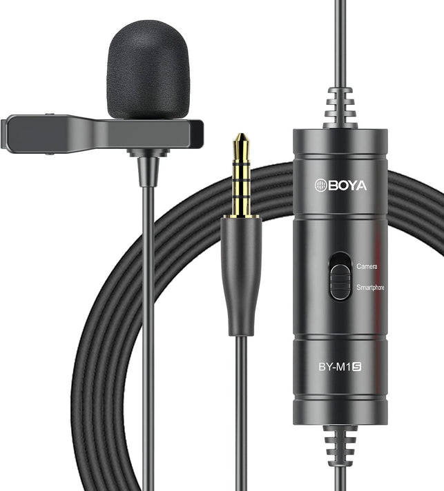 BOYA BY-M1S Professional Lavalier Lapel Microphone Omnidirectional Condenser Mic for Iphone Android Smartphone DSLR Camera, Camcorders, Audio Recorders, PC Laptop Recording