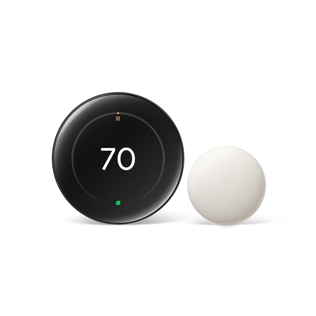 Google Nest Learning Thermostat (4Th Gen) with Nest Temperature Sensor (2Nd Gen) Polished Obsidian - Energy Saving Smart Thermostat with Adaptive Eco - Works with Alexa and Google Home App - Polished Obsidian