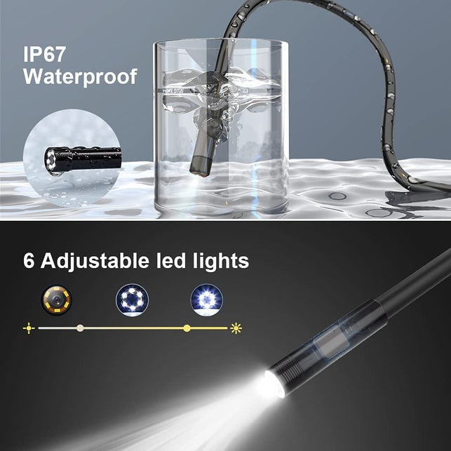SKYBASIC Industrial Endoscope, 1080P HD Digital Borescope Camera, Waterproof, 4.3 Inch LCD Screen, Semi-Rigid Cable, 32GB TF Card, 6 LED Lights, 16.5FT