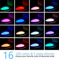 CHUNACE 16-Color Toilet Night Light, Motion Activated Detection Bathroom Bowl Lights, Unique & Funny Birthday Gifts Idea for Dad Teen Boy Kids Men Wom