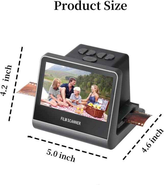 22MP Film and Slide Scanner with 5” LCD Screen, Convert Negatives & Slides 35Mm, 126, 110 Film to High Resolution JPEG Digital Photos (Large)