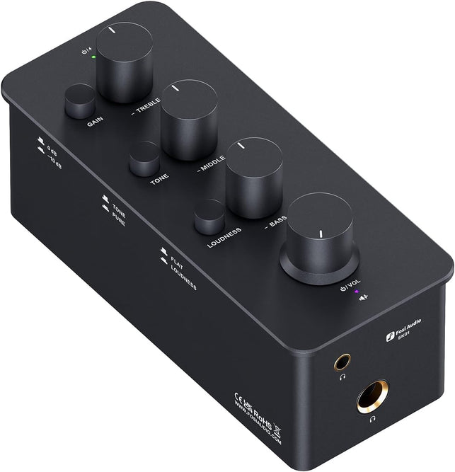 Fosi Audio SK01 Headphone Amplifier Equalizer Preamp with Bass Midrange Treble Tone Control and Loudness Compensation Portable Class a Analog Amp for Electric Guitar Instrument with 3.5Mm 6.35Mm Jacks