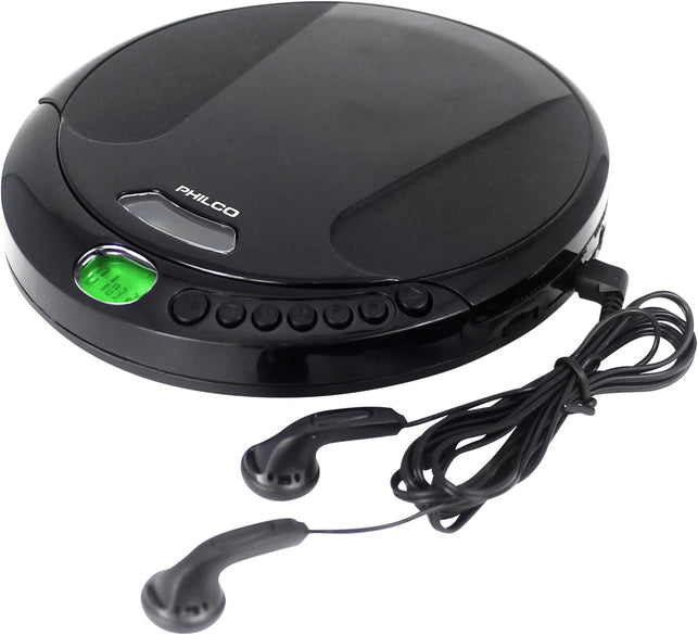 PHILCO Personal CD Player with 60 Second Anti-Shock - Portable, Compact, and Easy to Use - Includes Headphones