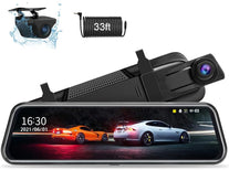 10'' Full HD Touch Screen Rear View Mirror Dash Cam - Front and Rear Camera with Loop Recording, G-Sensor, Parking Monitor, 170° Wide Angle