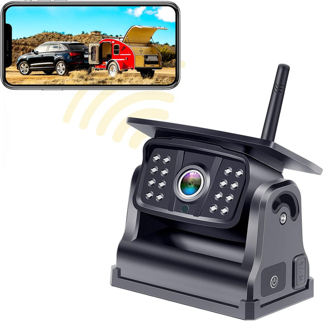 Wireless Backup Camera Wifi Magnetic - Ease of Use Hitch Trailer Truck HD 1080P Clear Night Vision No Lag Rechargeable Rear View Camera for Small RV Camper Steady Connection to Phone