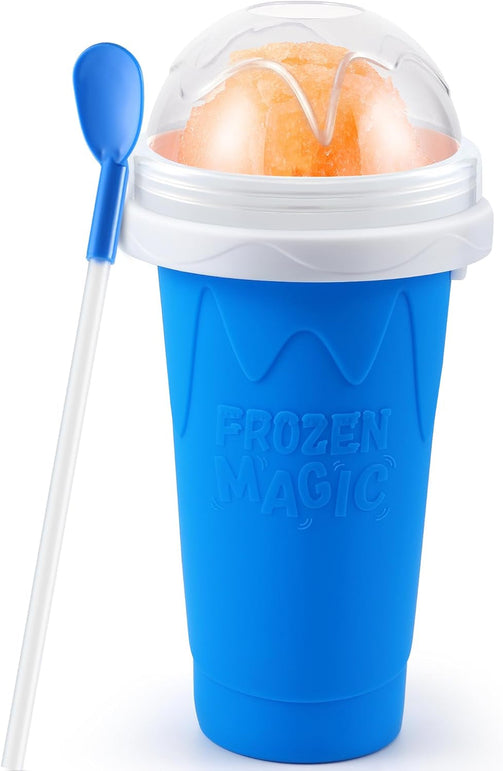 Tgosomt Slushy Cup, TIK TOK Frozen Magic Slushie Maker Cup Squeeze, Cool Fun Stuff Things Gadgets & Great Stocking Stuffers & White Elephant Gifts (Blue)