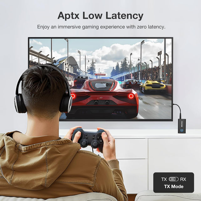 Bluetooth 5.2 Adapter Transmitter, Bluetooth Receiver 2-In-1 Mini Wireless Transmitter/Receiver with 3.5Mm Audio Cable, Dual Link Aptx Adaptive Bluetooth Adapter for Airplane/Pc/Tv/Car/Gym