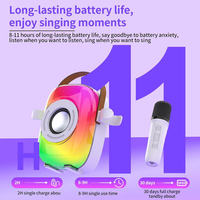 Mini Karaoke Machine for Kids Adults, Portable Bluetooth Microphone Singing Speaker Karaoke Player 5 Sound Effects with 2 Wireless Mic and Stand Birthday Gifts for Girls Boys Family Home Party