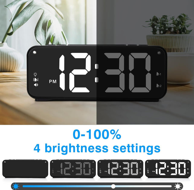 Loud Alarm Clock for Heavy Sleepers Adults, Dual Alarm Clock with Bed Shaker, Digital Vibrating Alarm Clock for Bedrooms, 6.5″Large Display with Dimmer, Snooze & 12/24H & Battery Backup