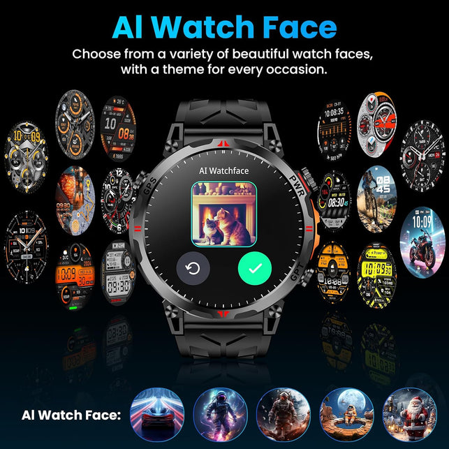 Military Smart Watch for Men Gps/Compass,Gpt,1.56"Amoled Screen,110+ Sports