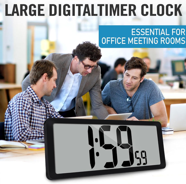 15" Large Digital Wall Clock Battery Operated, Digital Clock Display with Day, Date & Temperature, Large Wall Clock for Bedroom, Livingroom, Office(4.6" Numbers)
