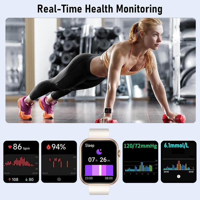 Smart Watch for Women Men(Make Calls & AI Voice), 2" HD Smartwatches with Heart Rate Spo2 Sleep & Cycle Tracking, 100+ Sports Modes Fitness Tracker, Fitness Watch for Ios Android Phones