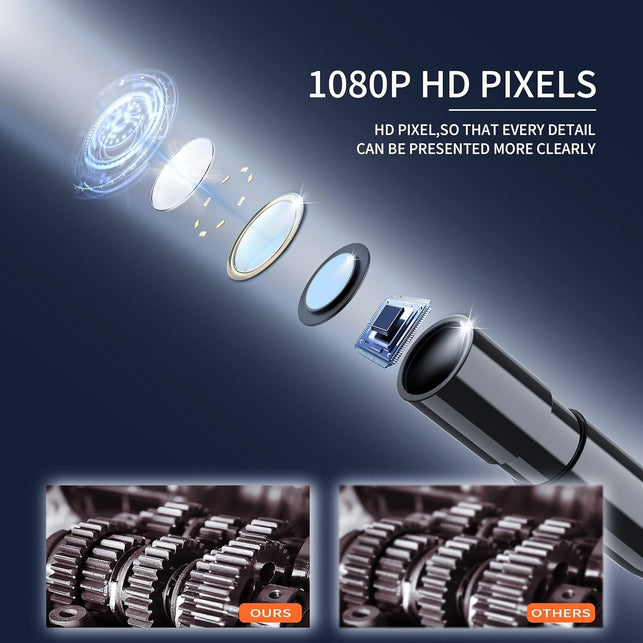 Daxiongmao Endoscope Camera with Light, 1080P HD Borescope, IP67 Waterproof Snake Camera – Ideal for Inspecting Walls, Vents, Automotive Engines, Pipes – a Great Gift Tool for Men (16.5Ft)