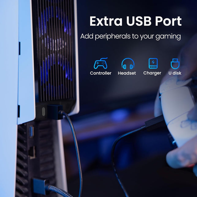 Cooling Fan for PS5 Accessories, KIWIHOME Upgraded Quiet Cooler Fan with Auto Speed, Controller USB3.0 Port & LED for PS5 2020 Only, Not for Playstation 5 Slim/Pro, White