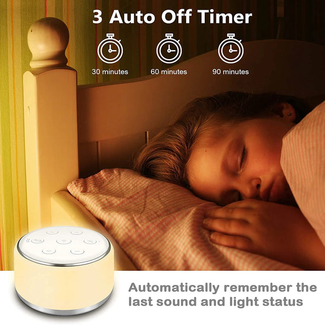 White Noise Machine Desktop Sleep Sound Machine for Baby Sleep Soother 7 Colors Night Lights 34 Soothing Sounds and Timer