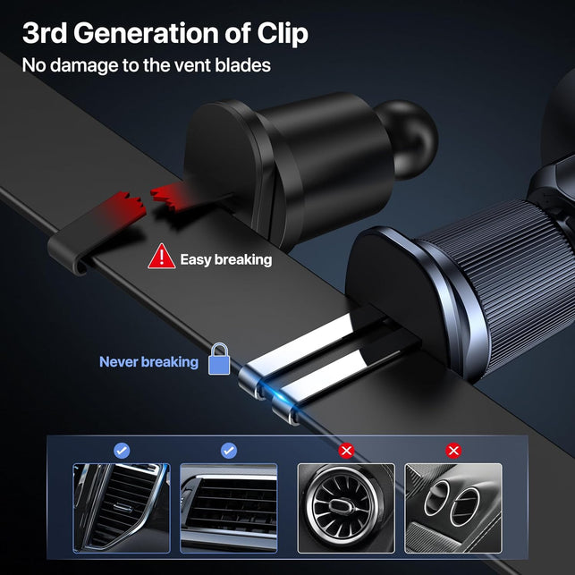 【2024 New Generation】Miracase Car Phone Holder, Air Vent Car Phone Mount 【Upgraded Double Metal Hook】360 Degree Adjustable Compatible with Iphone/Samsung/Nokia and All 4.0"-7.0" Smartphones