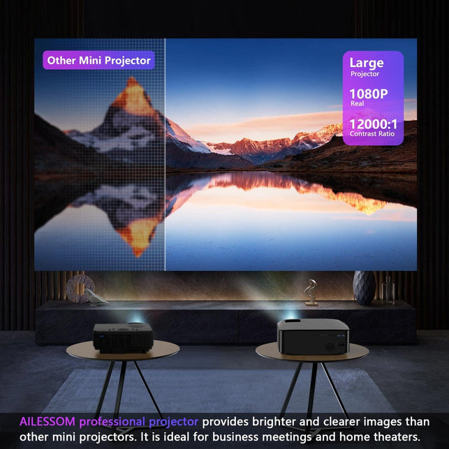 Native 1080P 5G Wifi Bluetooth Projector, AILESSOM 20000LM 450" Display Support 4K Movie Projector, High Brightness for Home Theater and Business, Compatible with Ios/Android/Tv Stick/Ps4/Hdmi/Ppt/Usb