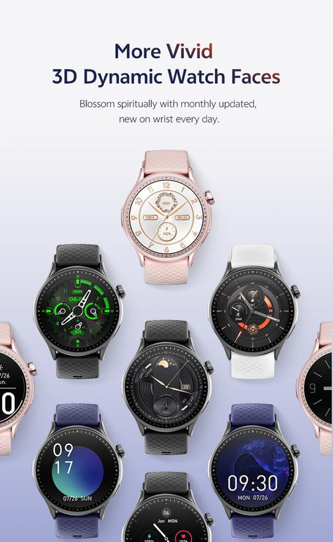 GTR3 Aura Smart Watch Black, 1.43” AMOLED HD Display, Bluetooth Calling, Remote Camera Control, Voice Assistance, Compatible with Android/Ios, 100+ Sports Modes, Waterproof 3 ATM.