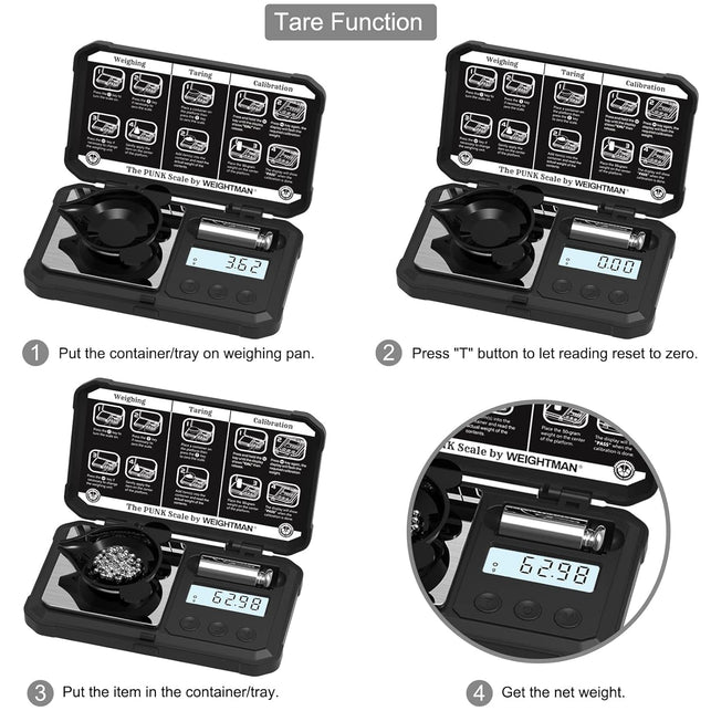 WEIGHTMAN Gram Scale, 200/0.01G Black Scale, Scales Digital Weight Grams with 50G Calibration Weight, Digital Pocket Scale Gram and OZ, Small Digital Scale 6 Units, Large LCD Screen, Battery Included