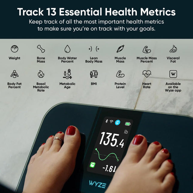 Ultra, Smart Scale with 4.3" Color Display, Digital Bathroom Scale for Body Weight BMI Muscle Mass Composition, Wi-Fi & Bluetooth Body Fat Scale with Heart Rate- White