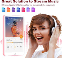 Android 13 MP3 Player with Bluetooth Wifi, MP3 & MP4 Players with 4" Touchscreen and Speaker, MP3 Music Players with Spotify, Audible, Amazon Music, Play Store (16GB, Pink)