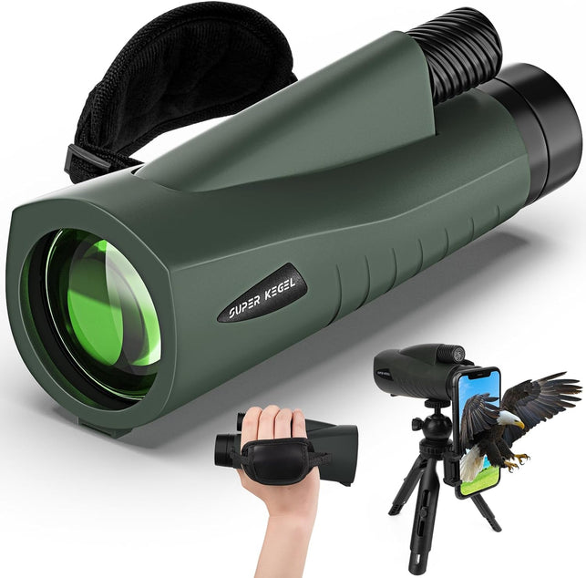 80X100 HD Monoculars for Adults High Powered, Monocular Telescope for Smartphone, BAK4 Prism & FMC Lens, Tripod with Smartphone Adapter Suitable for Bird Watching Hunting Hiking Traveling Sports