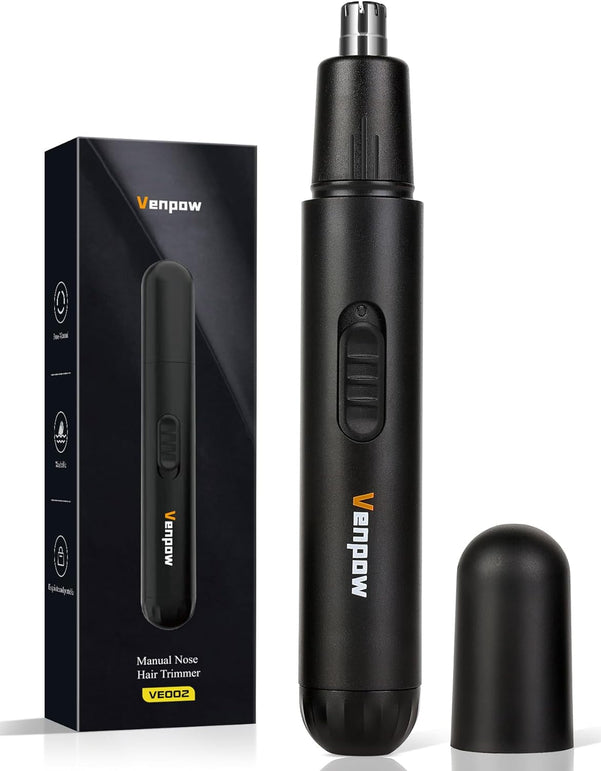 Ear and Nose Hair Trimmer Clipper - 2023 Professional Painless Eyebrow & Facial Hair Trimmer for Men Women, Battery-Operated Trimmer with IPX7 Waterproof, Dual Edge Blades for Easy Cleansing Black