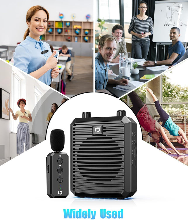 SHIDU 18W Voice Amplifier with Wireless Lavalier Microphone, Portable Speaker with 2.4G Wireless Microphone Rechargeable Personal PA System for Teachers Classroom Meeting Training