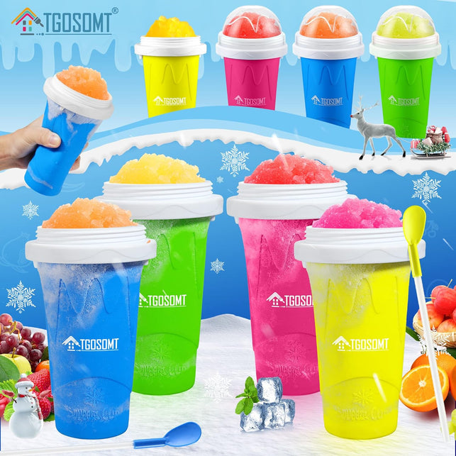 Tgosomt Slushy Cup, TIK TOK Frozen Magic Slushie Maker Cup Squeeze, Cool Fun Stuff Things Gadgets & Great Stocking Stuffers & White Elephant Gifts (Blue)