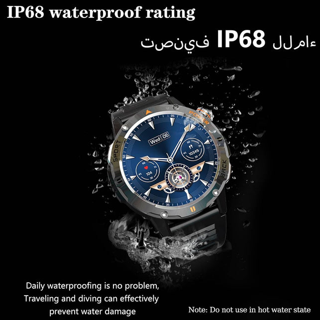 Bostbo Smart Watch for Men [Answer/Make Calls] 1.53" IPS Full Touch Screen, Tracker with Heart Rate Blood Oxygen Sleep Monitor, IP68 Waterproof, Compatible with Android and Ios Phones