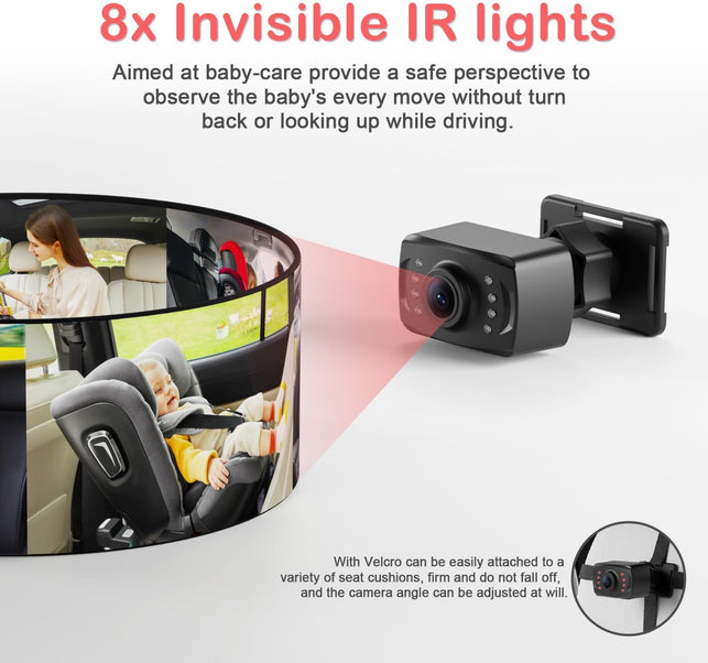 Itomoro Baby Car Camera, 4.3'' 1080P Night Vision Car Baby Monitor with Camera 5 Mins Easy Installation Crystal Clear Wide View for Rear Facing Seat ACZ407
