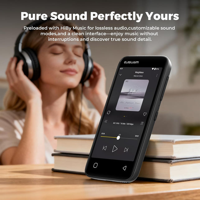 160GB MP3 Player with Bluetooth 5.0 and Wifi, Music Player with Spotify, Audible, Pandora, Libby, Spotify Kids, 4" Touchscreen Android MP4 Player with Hifi Sound, FM Radio (Glossy Black)