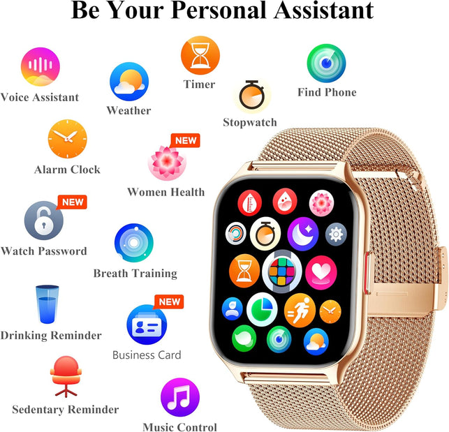 Smart Watch for Women Men Answer/Make Calls, 2.01" Fitness Watch with Blood Pressure Monitor Fitness Tracker 110+Sports Modes Step Counter IP68 Waterproof Smartwatch for Android Ios