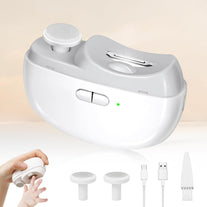 Automatic Nail Clipper Electric Nail Trimmer Polisher 2 in 1 Portable Fingernail Cutter with Light 2 Speeds File Nail Clip Storage Rechargeable Safety Trimmer for Baby Kids Adults Seniors (White)