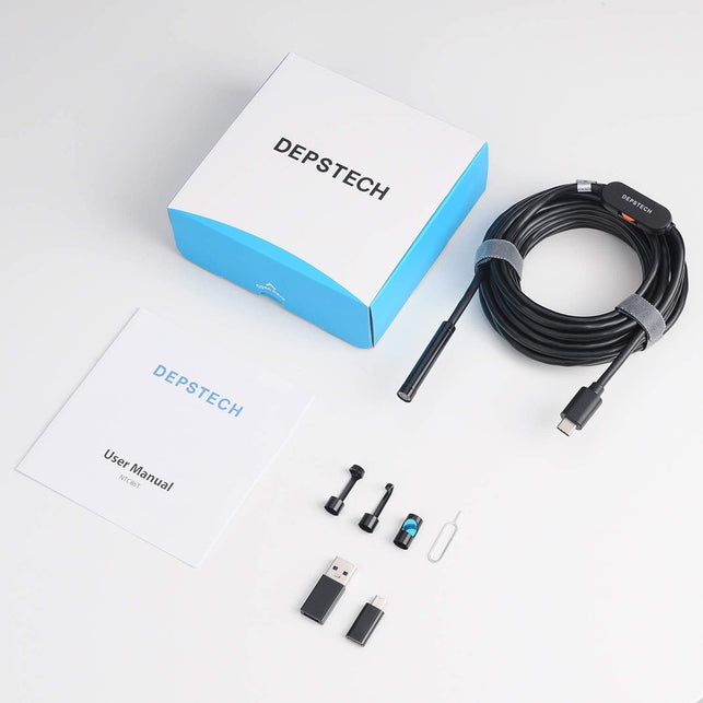 DEPSTECH 5.0MP USB Endoscope, Type-C UHD Inspection Camera, 8.5Mm Scope Camera with IP67 Waterproof Borescope Cable, 6 Adjustable LED, Compatible with Android(Otg) Phone, Windows, Macbook PC -16.5Ft