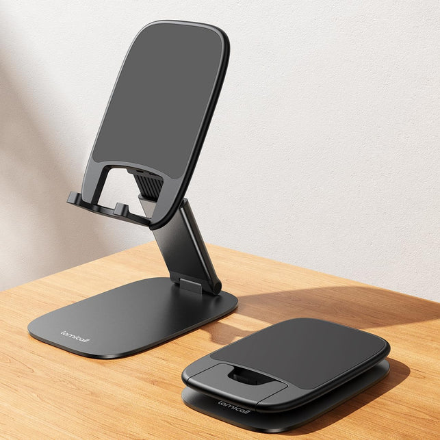 Lamicall Ultra Thin Cell Phone Stand for Desk, [Height Adjustable] Foldable Desktop Phone Holder, Portable Mobile Stand, Office Desk Accessories for Iphone 17 16 15 14 13 Pro Max Air, Galaxy S25, S24