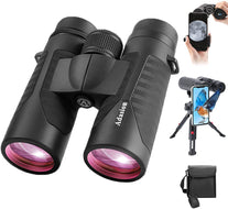 12X42 HD Binoculars for Adults High Powered with Phone Adapter and Tripod, Super Bright Waterproof Binoculars for Bird Watching Cruise Ship Hiking Travel Sports