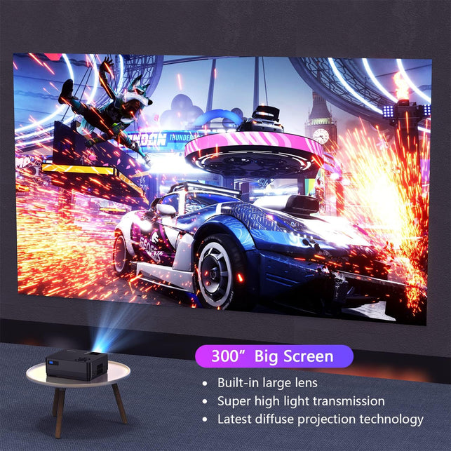 Projector with 5G Wifi and Bluetooth, Native 1080P Projector[Projector Screen Included], Full HD 15000LM Movie Projector, 300" Display Support 4K Home Theater, Compatible with Phone/Laptop/Tv Stick