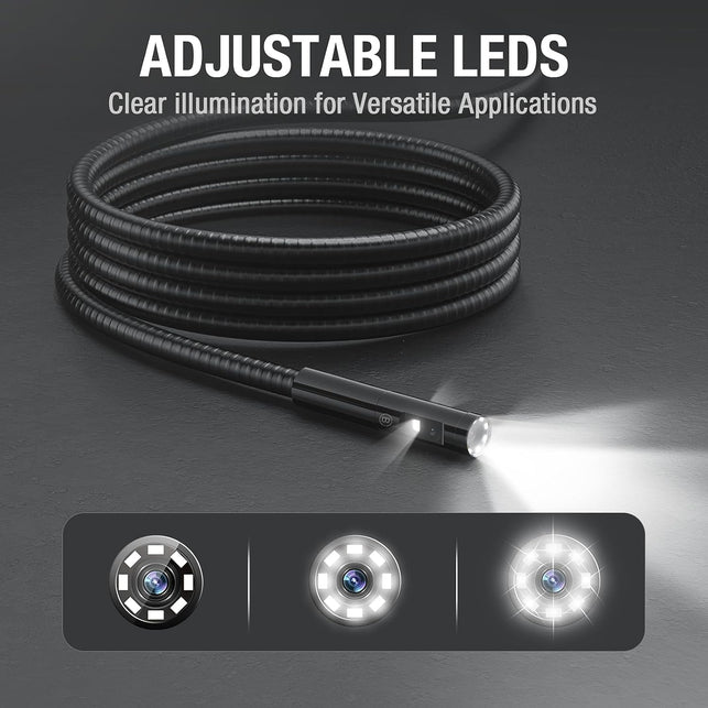 Triple Lens Borescope Inspection Camera, Teslong Professional Endoscope with Light, Digital Video Scope Camera, 5" IPS Screen, Waterproof Flexible Cable for Automotive/Home/Wall/Pipe/Car (16.5FT)