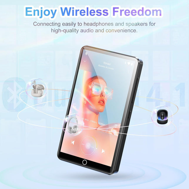 MP3 Player with Bluetooth and Wifi, 80GB MP4 Player with Camera, 4.02" HD Touchscreen Android MP3 Player with Spotify, Audible, Amazon Music, Deezer, Music Player with Speaker, FM Radio, up to 512GB
