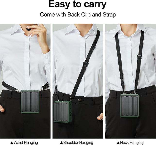 SHIDU Wireless Voice Amplifier for Teachers with Bluetooth Headset Microphone Portable PA System for Tour Guides Coaches Yoga Fitness Instructors (Green)
